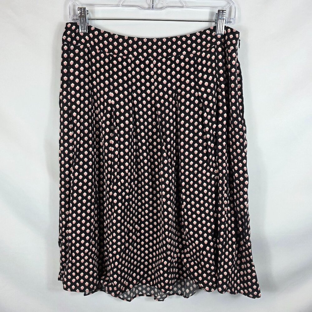 Talbots Petite A-Line Skirt Women's Size 8P Black, White & Pink Polka Dot
